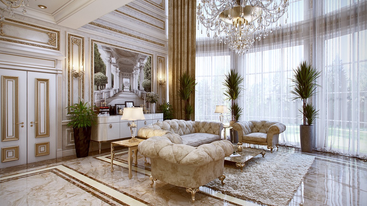 家装窗帘效果图_受路易时代法国设计启发的软装豪华内饰